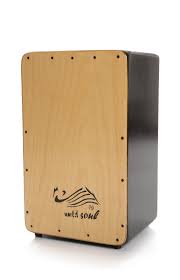 cajon flamenco negro y con la tapa marron 